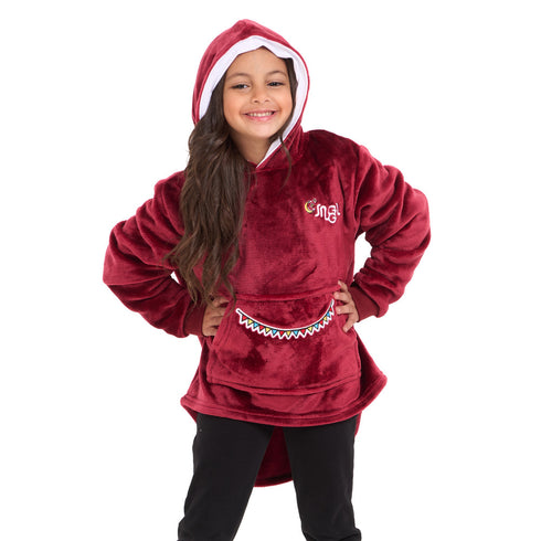 Snuggs Kids Blanket Hoodie Dark Red عربية فول